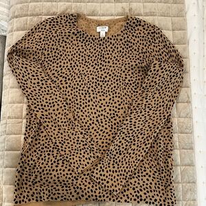 J. Crew Women's Long Sleeve Leopard Print Top - Brown and Black